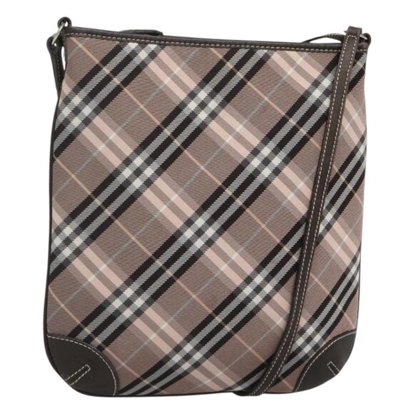 BURBERRY Nova Check Blue Label Shoulder Bag Canvas Pink Auth 123035 - Picture 1 of 16